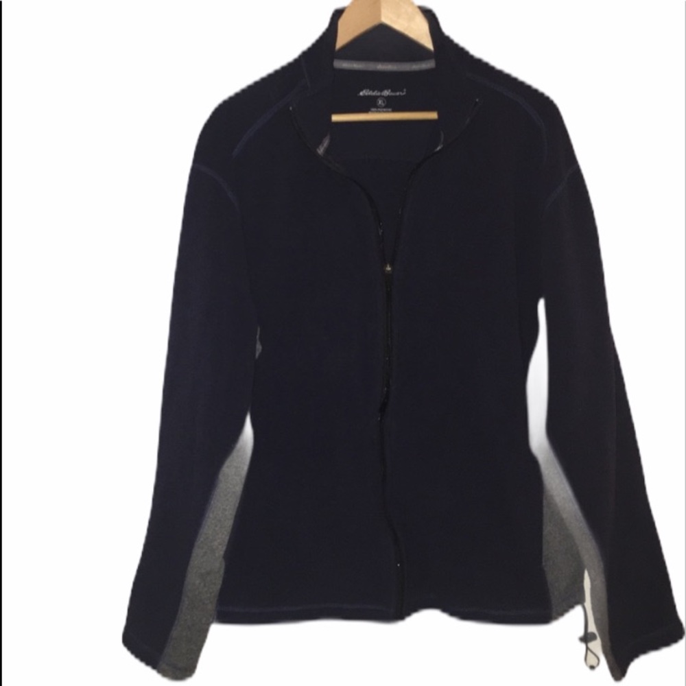 Eddie Bauer Fleece Jacket Full Zip Blue Gray MenXL